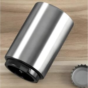 Abridor de Garrafas Automático em Aço Inoxidável Magnético Portátil Premium Design Moderno Prata Estiloso Inovador Compacto Fácil de Usar com Praticidade para o Dia a Dia (Cervejas)