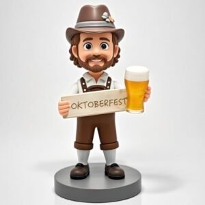 Placa e caneca de cerveja Oktoberfest Man Bobblehead Oktoberfest feita à mão inspirada na Baviera para fãs, ideal para festivais, celebrações, decoração de eventos temáticos e detalhes exclusivos de (Cervejas)