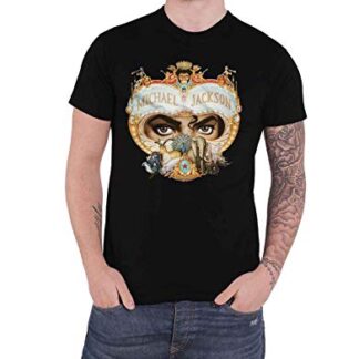 Michael Jackson Camiseta masculina com logotipo perigoso novo oficial preta, Preto, G (CDs)