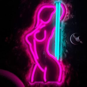Qiland Sexy Lady Neon Sign Super Brilhante Acrílico Feito À Mão Led Light Neon Light Tamanho 8,2X15,7" Lady Back Sign Para Loja Vitrine Loja Exibição Cerveja Bar Boate Grande Inauguração Presente, Ros (Cervejas)