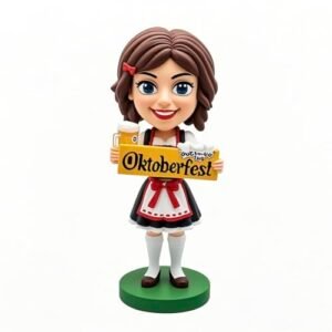 Caneca de cerveja personalizada Oktoberfest Lady Bobblehead segurando placa Oktoberfest decoração estilo bávaro para entusiastas do festival ideal para presentes de festival de cerveja bar homem (Cervejas)