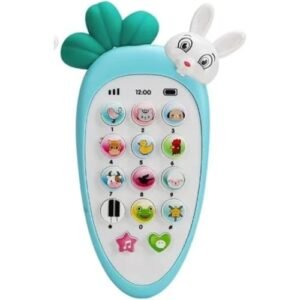Celular infantil mordedor para bebê coelho telefone musical (Azul bebe) (Brinquedos)