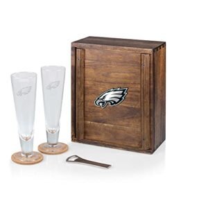 PICNIC TIME NFL Philadelphia Eagles Pilsner Conjunto de cerveja artesanal com 2 copos de cerveja, presente para amantes de cerveja (madeira de acácia) (Cervejas)