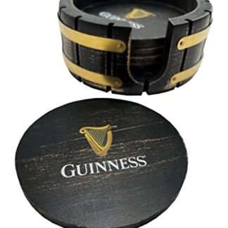 LORD'S ROCKS Conjunto de 6 porta-copos de cerveja Guinness com suporte de madeira, barril de cerveja, perfeito para bares domésticos e festas (Cervejas)