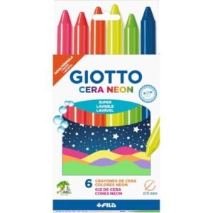 GIOTTO Cera Maxi Giz de Cera Neon Estojo com 6 Cores (Brinquedos)
