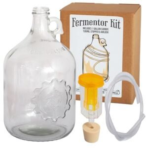 Craft A Brew - Frasco de fermentação 1 pacote - para fabricação caseira - inclui jarros fermentadores de vidro de 1 galão, fechaduras de ar e tampa de silicone (Cervejas)