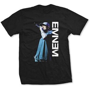 Eminem Camiseta masculina de modelagem justa Mic. Pose preta, Preto, M (CDs)