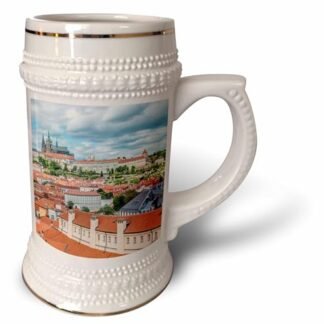 3dRose Czech Republic - Castelo de Praga - Caneca de Stein, 510 g, 640 ml, branca (Cervejas)