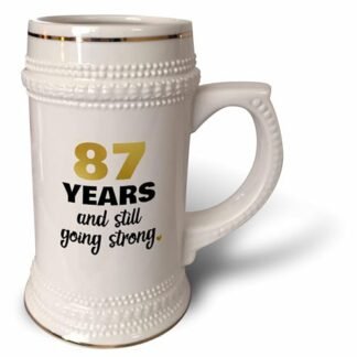 3dRose 87th Birthday Still Going Strong Presente 87 Bday - Caneca de Stein, 510 g, 623 g, branca (Cervejas)