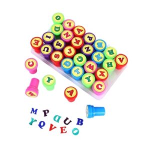 Fancyes Conjunto de carimbos infantis, carimbos de brinquedo educativos, kits de carimbos de letras de desenho animado para fazer cartões, planejador, sala de, Alfabeto (Brinquedos)