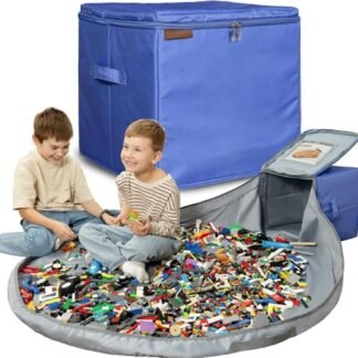 Organizador de armazenamento de brinquedos 3 em 1 com tapete de brinquedo para Lego e dois tijolos - bolsa de armazenamento de fácil limpeza para sala de jogos infantil - Caixa de cubo / recipiente (Brinquedos)