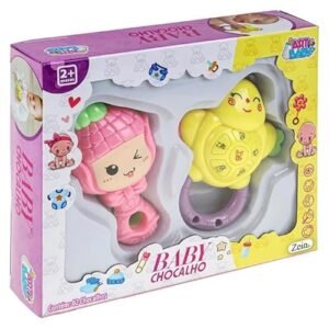 Chocalho Kit Baby 2 Peças Chocalho para Bebê Colorido Unissex Linha Premium M5 Armarinhos (Brinquedos)