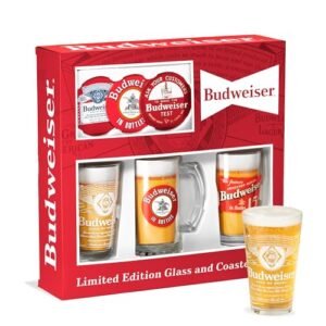 Budweiser Conjunto de presente Deluxe Glass and Coaster Collection (Cervejas)