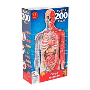 Grow - P200 Corpo Humano Quebra-Cabeça com 200 Peças, 6+ Anos, Multicolorido, 3927 - Grow (marca) (Brinquedos)
