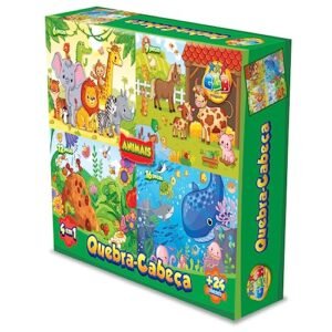 Quebra Cabeça 4 em 1 Animais 6, 9, 12 e 16 Peças GGB Plast (Brinquedos)