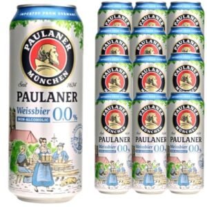 Paulaner Weissbier, Cerveja Alemã Zero Álcool, Kit com 12 Latas de 500ml (Cervejas)