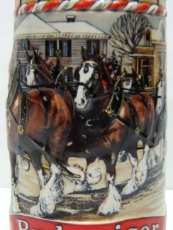 Stein 1986 Budweiser Holiday – Coleção CLYDESDALE série B (Cervejas)