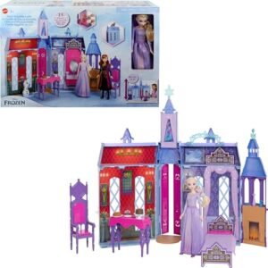 Disney Frozen Casa de Bonecas Castelo Arendelle com 1 Boneca Elsa, 4 Áreas de Lazer, 15 Acessórios e Móveis Inspirados no Filme Frozen 2 (Brinquedos)