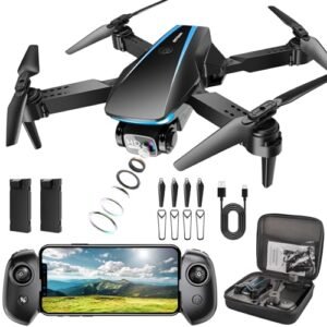 Oddire Drone com câmera – drones para adultos, com 2 baterias, estojo de transporte, hélices, drone dobrável HD 1080p com flutuação estável, voo de trajetória, controle de gravidade, decolagem/terra (Brinquedos)