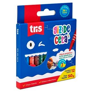 Giz De Cera Fino - 12 Cores - Tris, Multicor (Brinquedos)