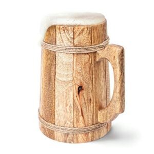 Caneca de cerveja de madeira nórdico Tradesman – 100% feita à mão – Inclui saco de presente medieval – 473 ml (Cervejas)