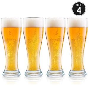 Óculos de Pilsner Nucleados Feitos nos EUA - Copo de cerveja gravado para melhor retenção de cabeça, aromas e sabor - Óculos de cerveja artesanal de 473 ml para beber cerveja Bliss - Pacote com 4 (Cervejas)