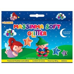 Massa de Modelar, Uti Guti, 26000, Glitter, 12 Cores (Brinquedos)