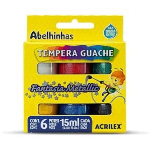 Guache Fantasia Metálica Conjunto 6 Cores, Acrilex, 020020000, Multicor (Brinquedos)