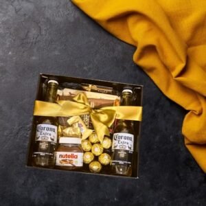 Kit Presente Premium Corona, 2 Cervejas Long Neck, Nutella, Chocolates Ferrero Rocher e Sortidos, Caixa Decorada (Cervejas)