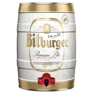 Cerveja BITBURGER Premium Pils | Barril contendo 5 Litros | Sabor lupulado marcante | Produzida de acordo com a lei de pureza alemã (Cervejas)