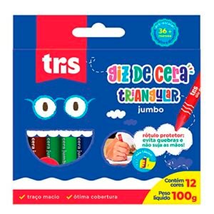Giz De Cera Jumbo Triangular 12 Cores - Tris (Brinquedos)