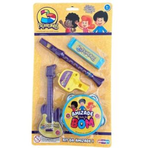 3 Palavrinhas - Kit De Instrumentos 1 - Pandeiro, Flauta, Violão, Gaita e Apito - Yestoys (Brinquedos)