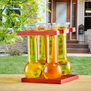 Burns Glass Conjunto de 4 copos de cerveja Ale of Yard Flight Conjunto de 4 degustadores de 200 ml para copo de cerveja artesanal com suporte de madeira, brasão da Octoberfest, presentes de copos de (Cervejas)