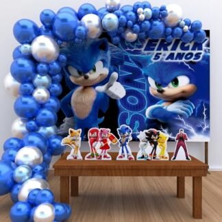 Kit Decoração Personalizado Festa de Aniversário Infantil Ouriço Veloz Sonic P-SONIC01 (Brinquedos)