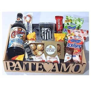 Cesta Dia Dos Pais Santos com Caneca Cerveja e Abridor Presente Pai Aniversário Chocolates (Cervejas)