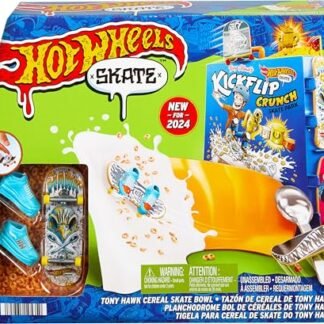 Hot Wheels Skate, Pista de Brinquedo Tony Hawk Bowl de Cereal com 1 Fingerboard Exclusivo e Par de Tênis de Skate Removíveis, Armazenamento para até 4 Fingerboards e 4 Pares de Tênis (Brinquedos)