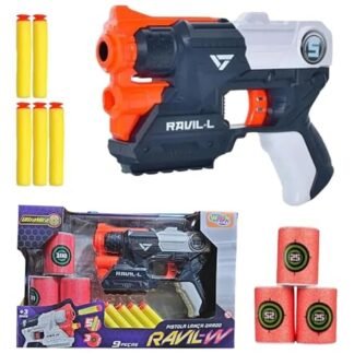 Pistola Arminha Lançador Dardos Tipo Nerf Ravil-l Com Alvo (Brinquedos)