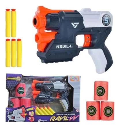 Pistola Arminha Lançador Dardos Tipo Nerf Ravil-l Com Alvo (Brinquedos)