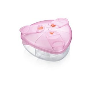 MAM Baby Porta Leite em Pó Com 3 Compartimentos de 40g Com Tampa Antivazamento e Forma Triangular, Rosa (Bebê)