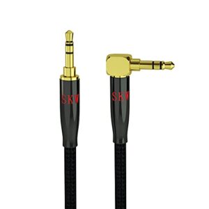 SKW Cabo auxiliar para carro (som Hi-Fi), cabo de áudio estéreo de 3,5 mm a 3,5 mm, cabo de tomada de 1/8 ″, cabo de fone de ouvido para estéreo doméstico (ângulo reto, 3,2 pés/1 m) (Equipamentos)