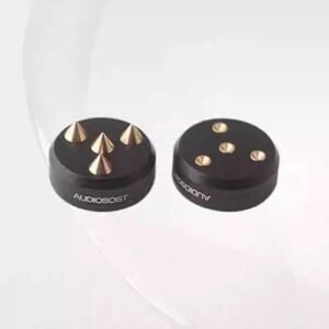 Preffair Base antiderrapante para toca-discos/subwoofer/toca-discos/amplificador/alto-falante (liga de alumínio sólido + tapete de borracha + mola, 44 x 38 mm, preto, pacote com 4) (Equipamentos)