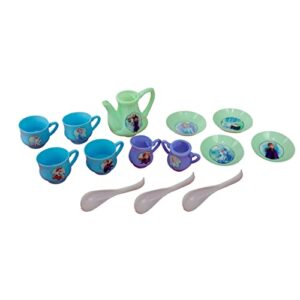 Etitoys Jogo de Chá Frozen 14 Peças: 4 Pires, 4 Xícaras, 3 Colheres, 1 Leiteira, 1 Jarra, 1 Bule - Menina, Plástico, Manual, sem Baterias (Brinquedos)