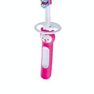MAM Baby 1 Escova de Dentes Training Brush Com Cabo Extralongo, Ergonômico e Fácil de Segurar para Crianças de 5+ Meses com Trava de Segurança, Rosa (Bebê)