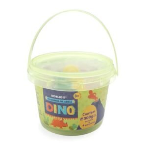 MASSINHA DE AREIA DINO BALDE C/ 300G DE AREIA + 4 ACESSÓRIOS - CAIXA COM 6 BALDES - LEO&LEO (Brinquedos)