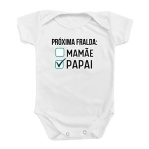 Body Roupa Bebê Divertido Próxima Fralda Troca Mamãe Papai Cor:Branco;Tamanho:M (Bebê)