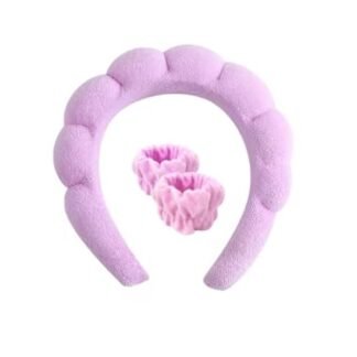 Conjunto de 3 peças de faixa de cabeça em cor sólida, elástica, macia e confortável, absorvente de água, adequada para lavar o rosto, spa, maquiagem e cuidados com a pele (Lilás) (Beleza)