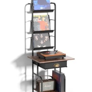 Suporte para toca-discos com armazenamento de vinil, suporte para toca-discos com disco de vinil de até 200 álbuns, mesa de toca-discos, organizador de gabinete de toca-discos, com prateleira de (Equipamentos)