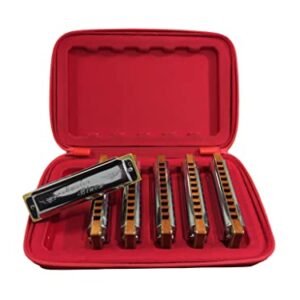 Kit Gaitas Hering Master Blues 6 Harmônicas A-C-D-E-F-G (CDs)