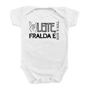 Body Roupa Bebê Música Rock N Roll Leite Fralda Divertido Cor:Branco;Tamanho:GG (Bebê)