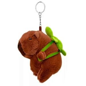 Chaveiro Capivara em Pelúcia com Mochilinha Tartaruga Chaveiro Porta Chaves Enfeite Mochila Bolsa Presente (Brinquedos)